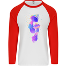 Psychedelic Magic Mushrooms LSD Mens L/S Baseball T-Shirt White/Red