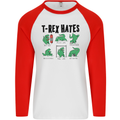 T-Rex Hates Funny Dinosaurs Jurassic Gym Mens L/S Baseball T-Shirt White/Red