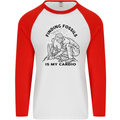 Funny Palaeontology Finding Fossils is My Cardio Mens L/S Baseball T-Shirt White/Red