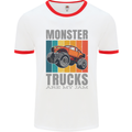 Monster Trucks are My Jam Mens Ringer T-Shirt White/Red