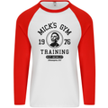 Micks Gym Training Boxing Boxer Box Mens L/S Baseball T-Shirt White/Red