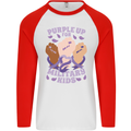 Purple Up for Military Kids Army Brats Mens L/S Baseball T-Shirt White/Red