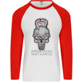 Work Hard Train Harder Training Top Workout Mens L/S Baseball T-Shirt White/Red