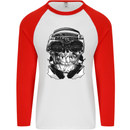 Ghetto Blaster Skull Mens L/S Baseball T-Shirt White/Red
