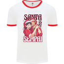 Santa is My Sempai Funny Anime Christmas Xmas Mens Ringer T-Shirt White/Red