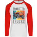 Monster Trucks are My Jam Mens L/S Baseball T-Shirt White/Red