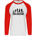 Papa Evolution Fathers Day Mens L/S Baseball T-Shirt White/Red