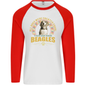 A Beagle Dog Mens L/S Baseball T-Shirt White/Red