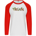 Vegan Vegetables Mens L/S Baseball T-Shirt White/Red