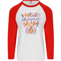 Worlds Okayest Mom Mothers Day Mummy Mens L/S Baseball T-Shirt White/Red