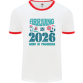 Arriving 2026 New Baby Pregnancy Pregnant Mens Ringer T-Shirt White/Red