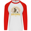 A Bulldog Dog Mens L/S Baseball T-Shirt White/Red
