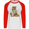 Steampunk Zombie Halloween Mens L/S Baseball T-Shirt White/Red