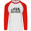 Daddy Evolution Fathers Day Mens L/S Baseball T-Shirt White/Red