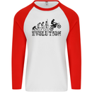 Evolution of Motorcycle Motorbike Biker Mens L/S Baseball T-Shirt White/Red
