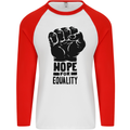 Hope for Equality Black Lives Matter LGBT Mens L/S Baseball T-Shirt White/Red