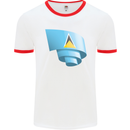 Curled Saint Lucia Flag Lucian Day Football Mens Ringer T-Shirt White/Red