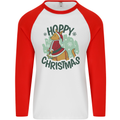 Hoppy Christmas Funny Kangaroo Xmas Mens L/S Baseball T-Shirt White/Red