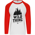 Hiking Wild Thing Camping Rambling Outdoors Mens L/S Baseball T-Shirt White/Red