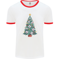 Christmas Football Tree Xmas Soccer Footy Mens Ringer T-Shirt White/Red