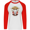 Christmas Praying Santa Christian Christianity God Mens L/S Baseball T-Shirt White/Red