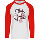 Funny Offensive Rude Cow Finger Flip Mens L/S Baseball T-Shirt White/Red
