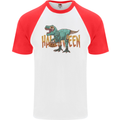 T-Rex Halloween Dinosaur Mens S/S Baseball T-Shirt White/Red