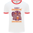 Early Drinkin' Quick Drunken Funny Beer Alcohol Mens Ringer T-Shirt White/Red