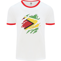 Torn Guyana Flag Guyanese Day Football Mens Ringer T-Shirt White/Red