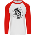 A Frog on a Mushroom Mens L/S Baseball T-Shirt White/Red