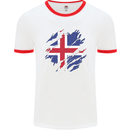 Torn Iceland Flag Icelander Day Football Mens Ringer T-Shirt White/Red