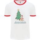 Santa Bunny Rabbit Christmas Xmas Mens Ringer T-Shirt White/Red