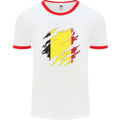 Torn Belgium Flag Belgian Day Football Mens Ringer T-Shirt White/Red