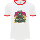 A Weed Christmas Tree Cannabis Trippy Mens Ringer T-Shirt White/Red