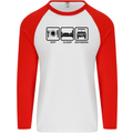 Eat Sleep 4X4 Off Road Roading Car Mens L/S Baseball T-Shirt White/Red