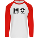 Problem Solved Skydive Freefall Paras Mens L/S Baseball T-Shirt White/Red