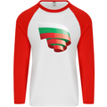 Curled Bulgaria Flag Bulgarian Day Football Mens L/S Baseball T-Shirt White/Red