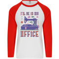 Funny Sewing Machine Seamstress Tailor Mens L/S Baseball T-Shirt White/Red