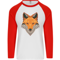 Polygonal Fox Mens L/S Baseball T-Shirt White/Red