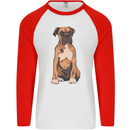 A Boxer Dog Mens L/S Baseball T-Shirt White/Red