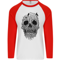 Tree Skull Mens L/S Baseball T-Shirt White/Red