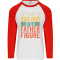 Father's Day Dad Bod It's a Father Figure Mens L/S Baseball T-Shirt White/Red