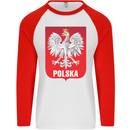 Polska Orzel Poland Flag Polish Football Mens L/S Baseball T-Shirt White/Red