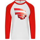 Curled Austria Flag Austrian Day Football Mens L/S Baseball T-Shirt White/Red