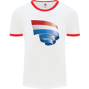 Curled Netherlands Flag Holland Dutch Day Football Mens Ringer T-Shirt White/Red