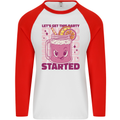 Party Started Alcohol Beer Hen Doo Stag Do Mens L/S Baseball T-Shirt White/Red