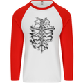 Roman Armour Fancy Dress Warrior Gym MMA Mens L/S Baseball T-Shirt White/Red