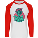 Funny Alien Gangster UFO 2Pac Rap Music Mens L/S Baseball T-Shirt White/Red