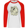 Old Sailor Octopus White Shark Captain Mens L/S Baseball T-Shirt White/Red