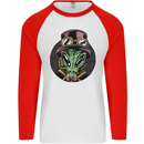 Steampunk Alien Mens L/S Baseball T-Shirt White/Red